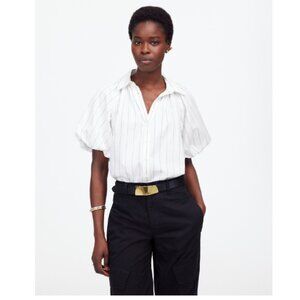Madewell Shirred Bubble-Sleeve Button-Up Shirt